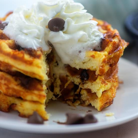 CHOCOLATE CHIP CHAFFLES - Recipe photo by ThatLowCarbLife