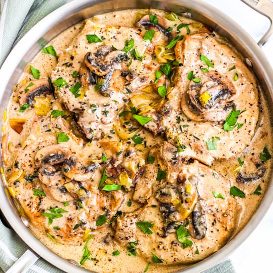 Pork Chops with Cream Sauce - Recipe photo by TheBetteredBlondie