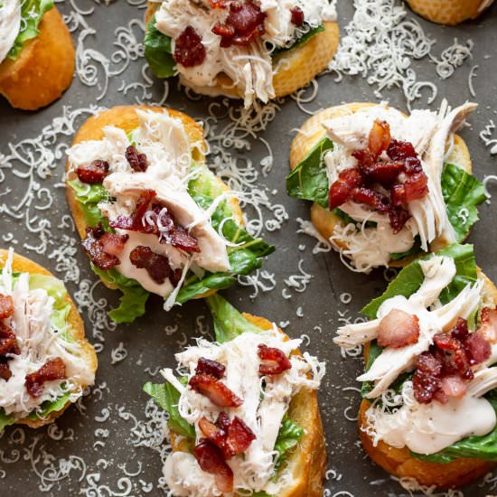 chicken caesar crostini - Recipe photo by saltandlavender