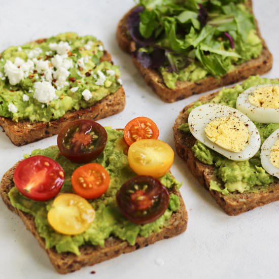 Garlic Avocado Toast 4 Ways - Recipe photo by cheerfulchoices