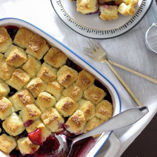 Plum Blueberry Cobbler - Recipe photo by DoughEyedBlog