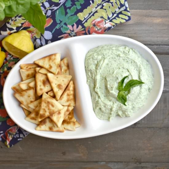5 Minute Basil Cottage Cheese Dip - Recipe photo by Jen at Olive Jude