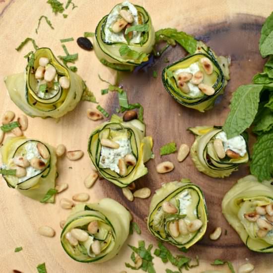 Whipped Feta and Mint Zucchini Rose - Recipe photo by Jen at Olive Jude