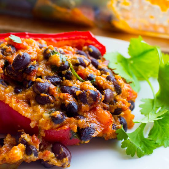 Mexican Black Bean Stuffed Peppers - Recipe photo by No Plate Like Home