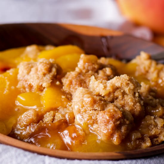 Peach Cobbler with Cookie Topping - Recipe photo by BatterandDough