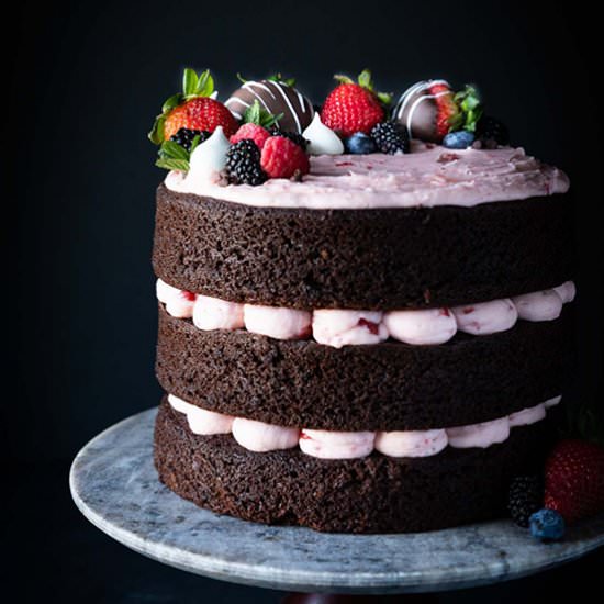 Strawberry Chocolate Cake - Recipe photo by wyldflour