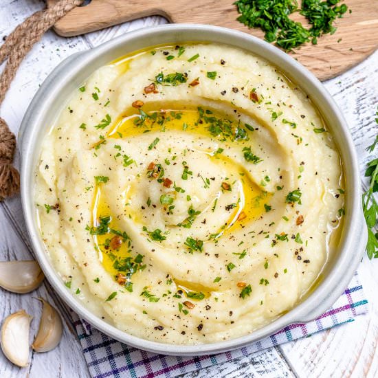 Garlic Butter Mashed Cauliflower - Recipe photo by healthyfitnessmeals