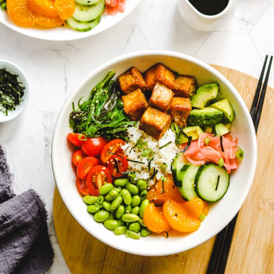 vegan tofu poke bowls - Recipe photo by okonomi kitchen