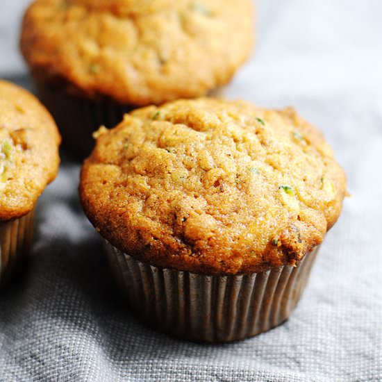 Zucchini muffins - Recipe photo by white plate blank slate