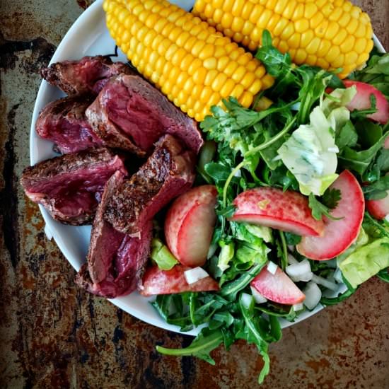 Dinner In 15 Minutes: Filet & Salad - Recipe photo by mangotomato