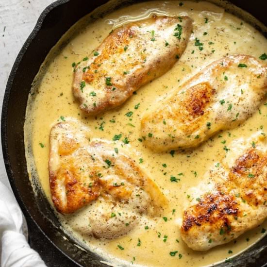 creamy honey mustard chicken - Recipe photo by saltandlavender