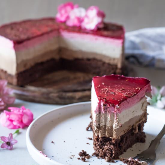 Chocolate and Raspberry Mousse Cake - Recipe photo by Gluten Free Stories