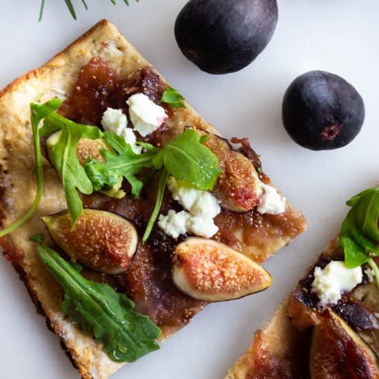 Fig + Caramelized Onion Flatbread - Recipe photo by Our Food Fix