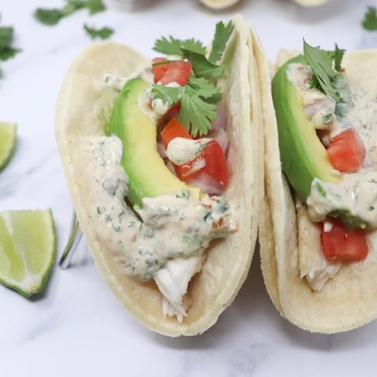 Fish Tacos w/ Skinny Chipotle Sauce - Recipe photo by simplylowcal