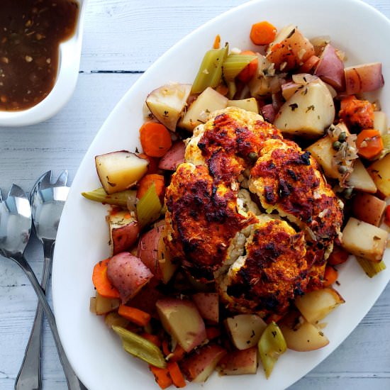Tomato-Mustard Roasted Cauliflower - Recipe photo by letstalkvegan.today