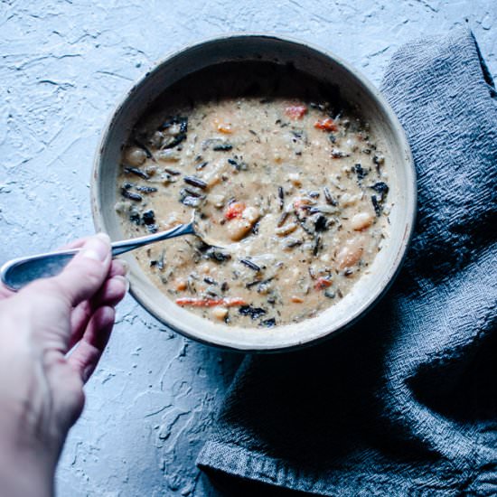 Vegan Instant Pot Wild Rice Soup - Recipe photo by moon and spoon and yum.