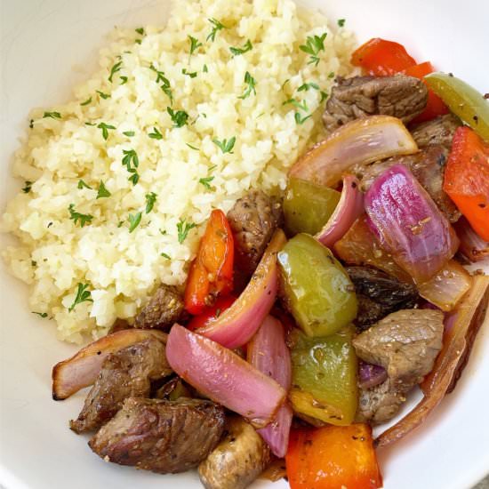 Deconstructed Sheet Pan Beef Kebabs - Recipe photo by FitSlowCookerQueen