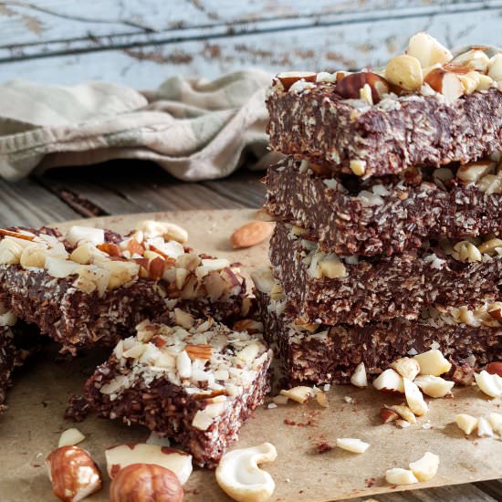 Chocolate Coconut Cereal Bars - Recipe photo by The Tiny Vegan Life
