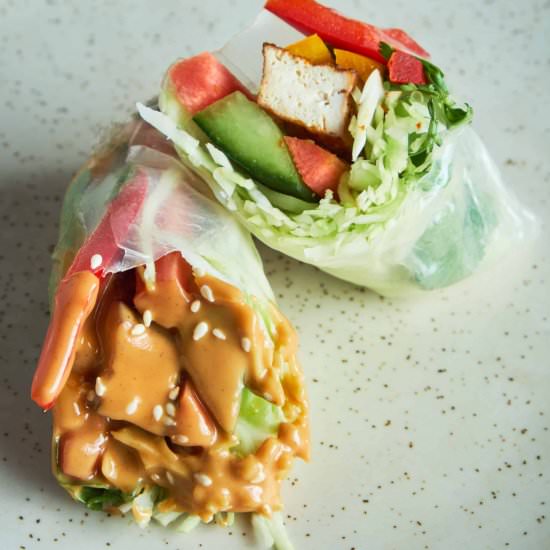 Vegan Summer Rolls w/Peanut Sauce - Recipe photo by Veganbell