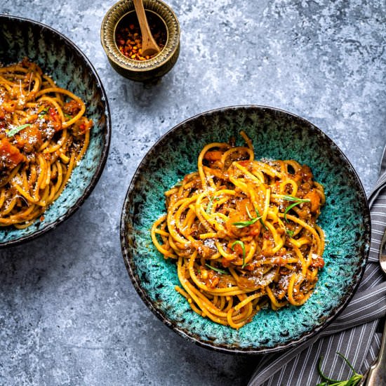Lentil Bolognese - Recipe photo by supergoldenbakes