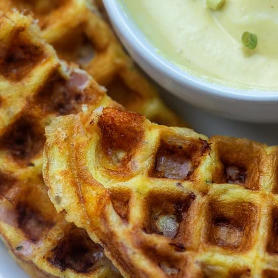 HOT HAM & CHEESE CHAFFLES - Recipe photo by ThatLowCarbLife