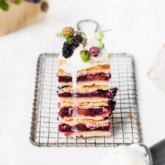 Nectarine Berry Slab Pie Bars - Recipe photo by ONEarmedMAMA