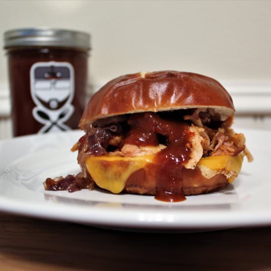 Smoked Pulled Chicken Sandwich - Recipe photo by thetailgatefoodie