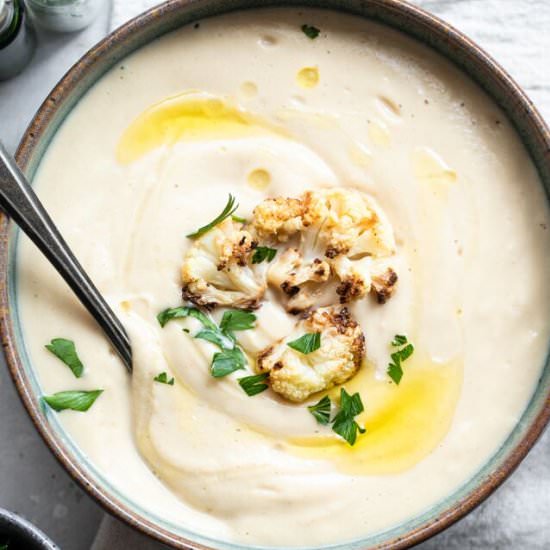Vegan Roasted Cauliflower Soup - Recipe photo by foodfaithfitness