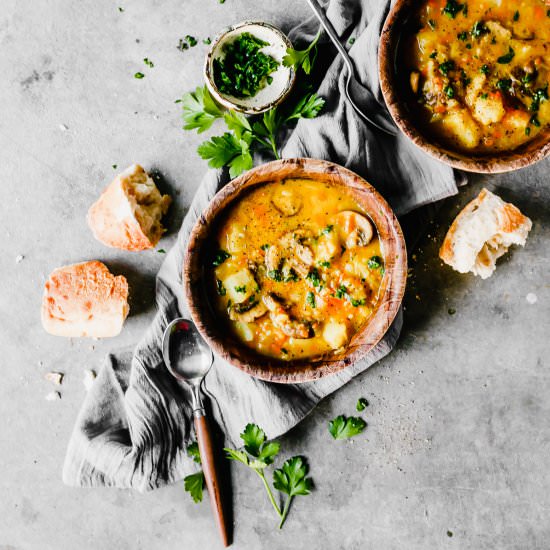 Mushroom Leek Soup Recipe - Recipe photo by MunchkinTime