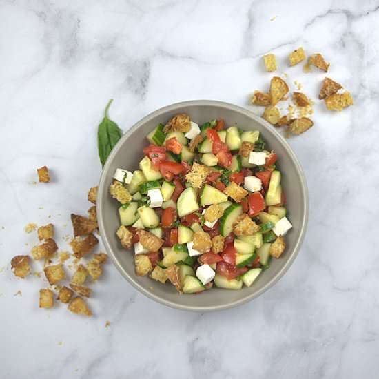 Panzanella with Cucumber and Feta - Recipe photo by agourmetfoodblog