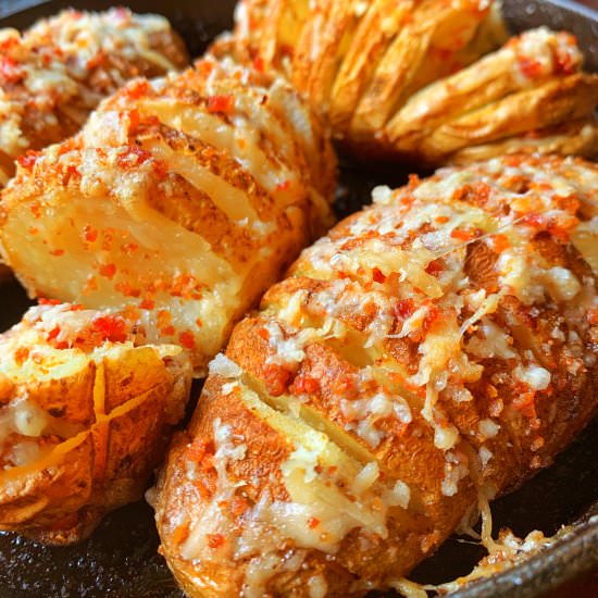 Parmesan/Bacon Hasselback Potatoes - Recipe photo by smileyjblog