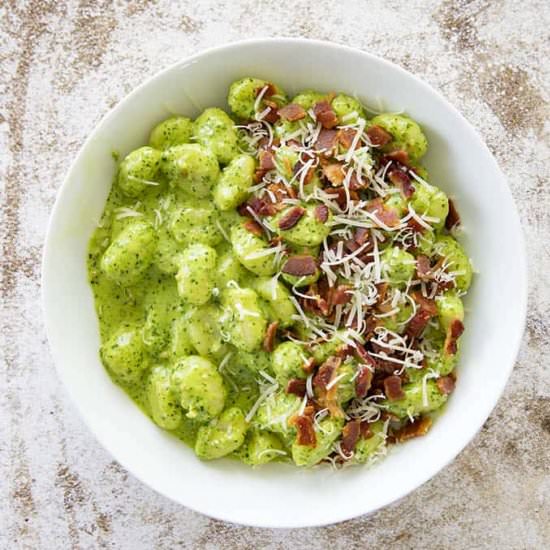 Creamy Pesto Gnocchi - Recipe photo by TheSaltyMarshmallow