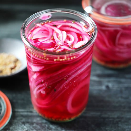 Pickled Red Onions - Recipe photo by Lila Ruth Grain Free