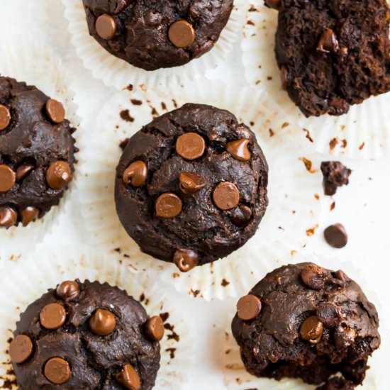 Chocolate Banana Muffins - Recipe photo by wellplated