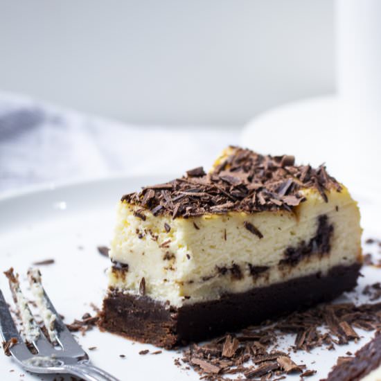 Rich Chocolate Brownie Cheesecake - Recipe photo by The Sugar Hub