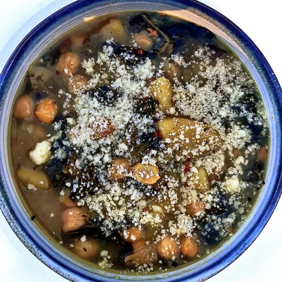 Swiss Chard, Potato Chickpea Soup - Recipe photo by saltsugarspice