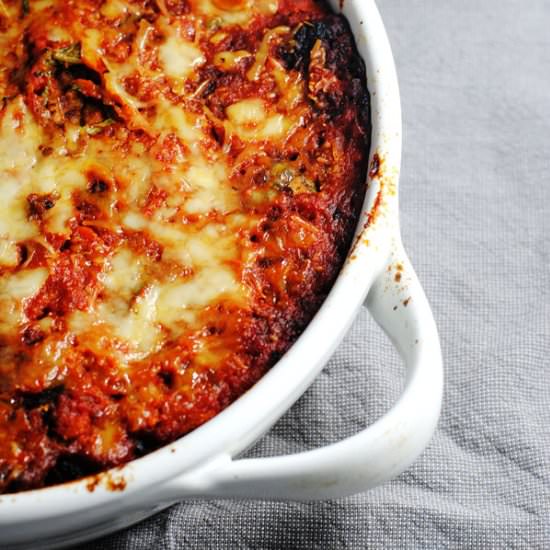 Eggplant Parmesan - Recipe photo by white plate blank slate