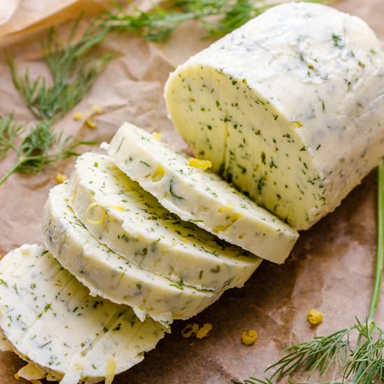 lemon dill compound butter - Recipe photo by Happy Foods Tube