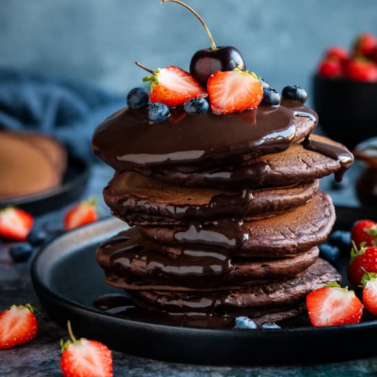 Vegan Chocolate Pancakes - Recipe photo by Domestic Gothess
