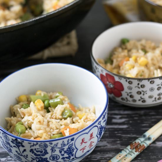 Easy veggie fried rice - Recipe photo by Mandy Sneaky Veg