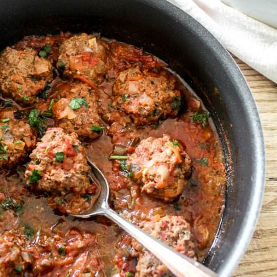Kefta Meatballs in Tomato Sauce - Recipe photo by parsleyandicing