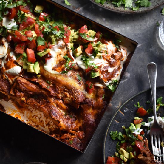FODMAP and vegetarian enchiladas - Recipe photo by georgeats