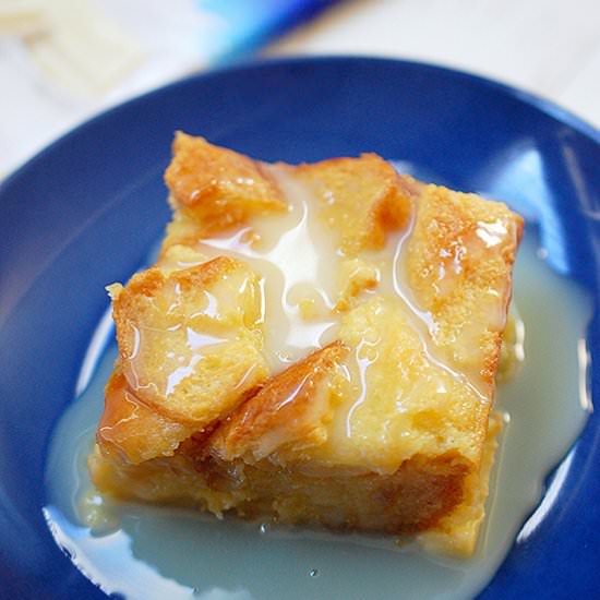 White chocolate bread pudding - Recipe photo by evabakes