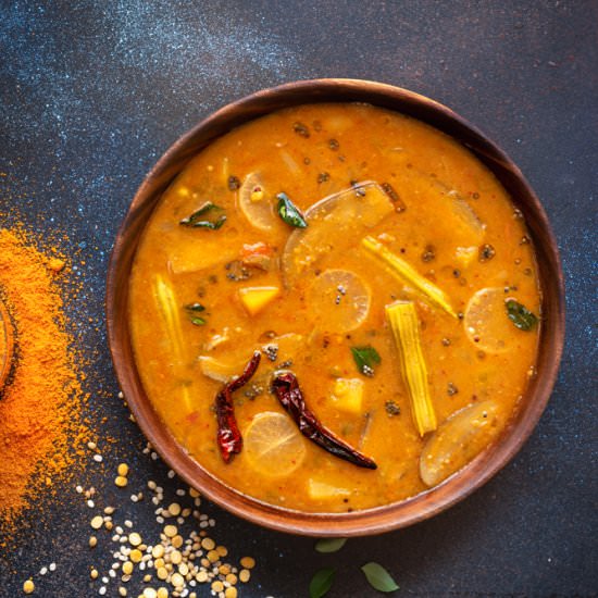 Vegetable Sambar - Recipe photo by cubesnjuliennes