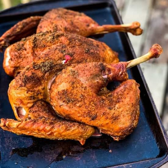 Traeger Smoked Spatchcock Turkey - Recipe photo by Or Whatever You Do