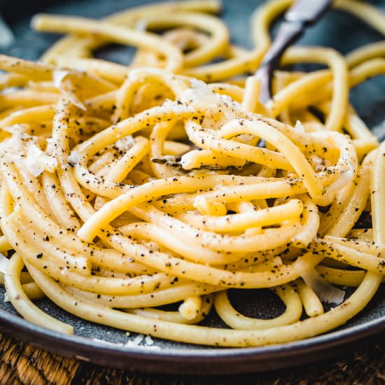 Bucatini Cacio e Pepe - Recipe photo by sipandfeast