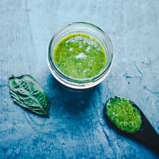 Creamy Basil Vinaigrette (Vegan) - Recipe photo by moon and spoon and yum.