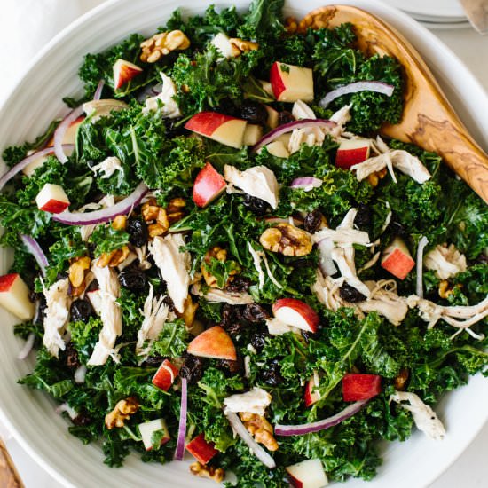 Kale Salad with Apples and Chicken - Recipe photo by Downshiftology