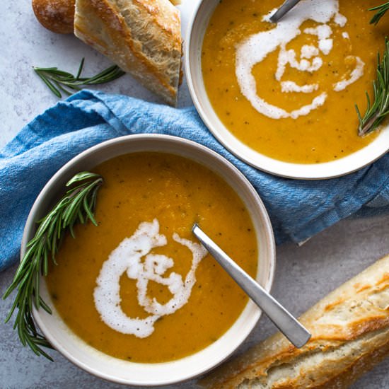 Vegan Butternut Squash Bisque - Recipe photo by thehangrychickpea