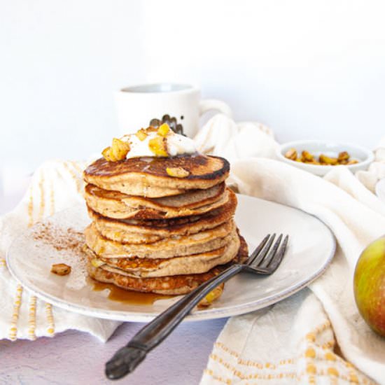 Grain-Free Apple Cinnamon Pancakes - Recipe photo by theseasonaljunkie